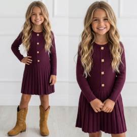 Golden Button Knit Dress - prum