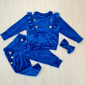 Baby buttoned velvet set - blue