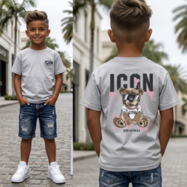 Icon bear backprint tee - grijs