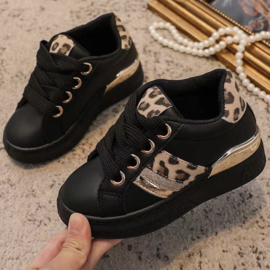 Glittery leopard sneakers - black