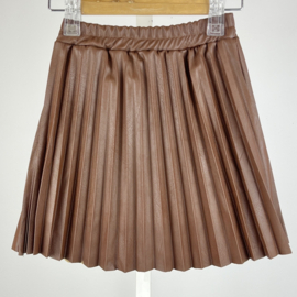 Pleated leather skirt - bruin