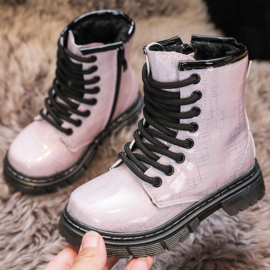 Pink shiny boots