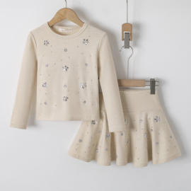 Diamond Bloom Skirt Set - beige