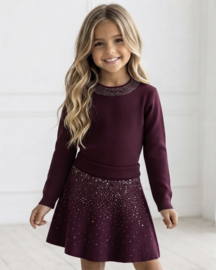 Glam knit skirt set - bordeaux