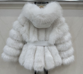 Furry belted jacket - wit