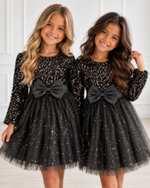 Shimmer Bow Dress - zwart