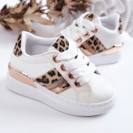 Glittery leopard sneakers - white