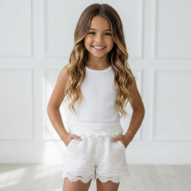 Rib Tank Lace Shorts Set - wit (verzenddatum 24 apr)