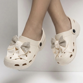 Diva bow clogs - beige (verzenddatum 24 apr)