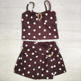 Polka Dot Luxe Skort Set - bruin