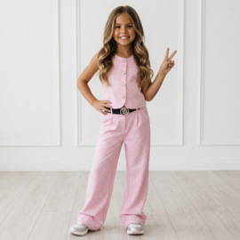 Heart Sparkle Wide Leg Set - roze