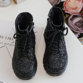 Glitter boots - zwart