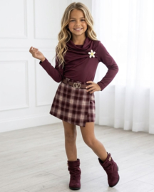 Bloom Plaid Skort Set - bordeaux