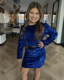 X-mas party belted dress - blauw