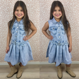 The denim shortsleeves dress - blauw