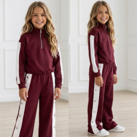 Buttoned striped tracksuit - bordeaux