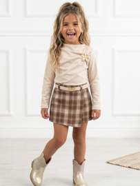 Bloom Plaid Skort Set - beige  