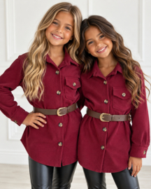 Autumn Belt Cord Dress - bordeaux