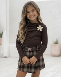 Bloom Plaid Skort Set - bruin 