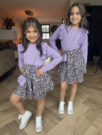 Bagged & leopard skirt set - purple