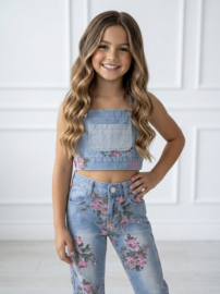Denim & Flower pants set