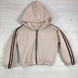 Sporty Stripe Puffer Jacket - beige