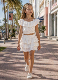 Broderie ruffle set - wit