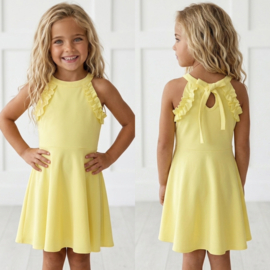 Bow back dress - Geel