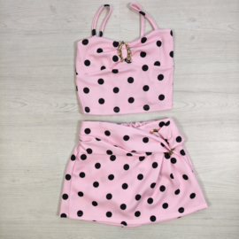 Polka Dot Luxe Skort Set - roze
