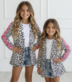 Bold Leopard Stripe Blazer - roze