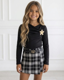 Bloom Plaid Skort Set - zwart