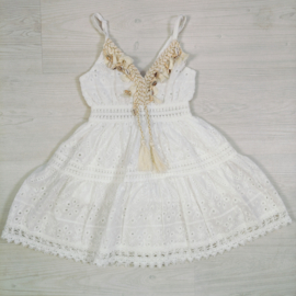 Spaghetti Boho Shell Lace Dress - wit