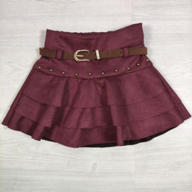 Ruffle Sienna Suède Skort - bordeaux