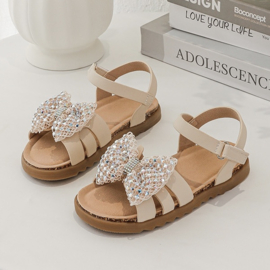 Shiny bow sandals - beige (verzenddatum 24 apr)