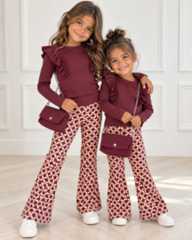 Retro Bloom Flared Pants - bordeaux/oranje