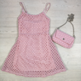 Beach Day Crochet Dress & bag - roze
