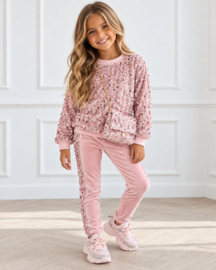 Twinkle velvet set + bag - lichtroze