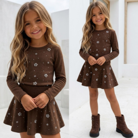Diamond Bloom Skirt Set - bruin 
