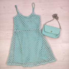 Beach Day Crochet Dress & bag - mint
