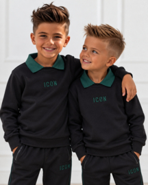 Icon Collar Tracksuit - zwart/groen (verzenddatum 16 okt)