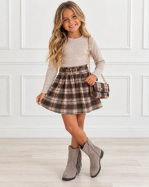 Autumn Check Dress  & Bag - beige