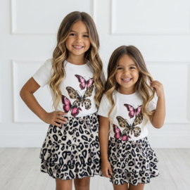 Butterfly Leopard Skort Set - wit