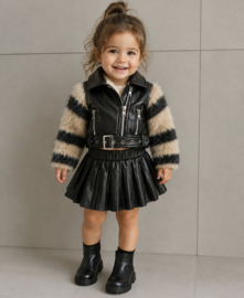 Mini Rebel Fur Biker Jacket - zwart