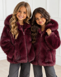 Luxury Faux Fur Jacket - bordeaux