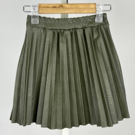 Pleated leather skirt - legergroen