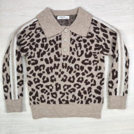 Wild Stripe Knit Polo - beige
