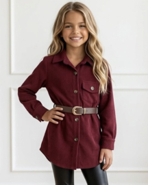 Autumn Belt Cord Dress - bordeaux