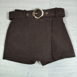 Golden Buckle Rib Skort - bruin