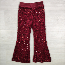 Party All Night Sequin Flared Pants - bordeaux