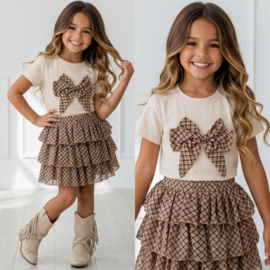 Checkered skirt set - beige